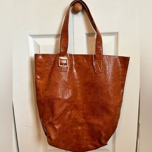 Oversized pleather crocodile bag